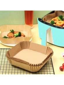 100/50/25/5pcs Disposable Square & Round Air Fryer Baking Paper, Oil-Proof Paper, Suitable For Baking, Cooking, Kitchen Accessories, Outdoor Activities, Air Fryer Liner Paper, Back To School Home Supplies - Multicolor - View 9