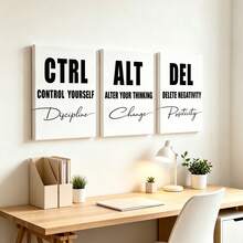 3pcs Motivational "Ctrl Alt Delete" Minimalist Canvas Art Prints, Black And White Abstract Wall Decor, Suitable For Modern Home And Office, Wall Art Decoration Mural, Home Decor, Poster Art, Canvas Wall Poster, Bedroom Living Room Hallway Decoration - Multicolor - View 10