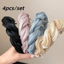 Women's Elegant Solid Color Satin Cross Mesh Toothed Comb Headband, Fluffy High Crown Hair Clip Daily Wear Anti-Slip Headband Hair Accessory, Face Washing Makeup Hair Pressing Headpiece, Suitable For Daily Wear, Gift For Women - Multicolor - View 11