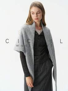 1pc Solid Color Fashion Elegant Lady Style Versatile Wool Knitted Triangle Scarf Shawl For Autumn/Winter Daily Wear - Flower Coffee - View 6