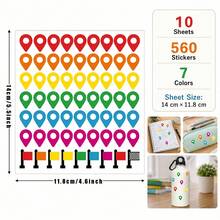 560pcs Colorful Position Stickers, Location Marking Stickers For Planner, Suitable For Teachers, Parents, School, Learning, Error Marking, Knowledge Point Marking, Handmade Self-Adhesive Labels, Back To School Decoration Stickers, Marking Stickers, Gift Decoration Stationery Stickers, Back To School Stickers - Multicolor - View 7