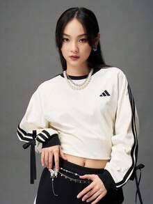 Adidas Women's DANCE LS TEE2 Long Sleeve Knit Collarless T-Shirt TKG3859 - White - View 2