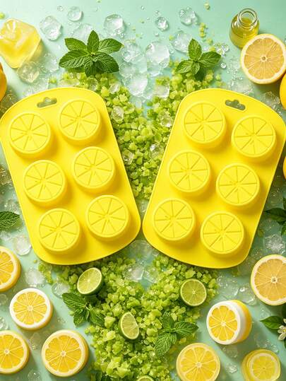 6-Cavity Lemon Slice Silicone Mold, Heat Resistant, Easy Release, 3D Fresh Fruit Shape Chocolate Ice Cube Mold For Home Baking, Suitable For Chocolate Making, Beverage Ice Cubes, Cake Decoration, Home Party Baking, Handmade DIY