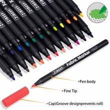 1pc 24-Color Fabric Marker Pen, Waterproof Non-Fading Textile Pen, DIY Hand Painting Marker Pen For T-Shirts, Shoes, Colorful Marker - Fabric Painting Pen - View 3