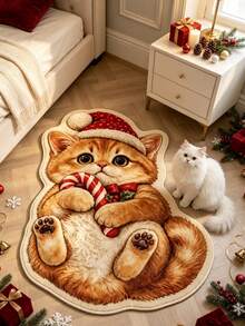 1pc Christmas Hat Cat Door Mat, Christmas Gift, Door Mat, Small Rug ...