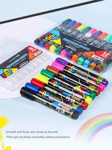 Back To School Season Colorful Whiteboard Marker Set 12 Colors, Erasable Markers, Smooth Writing, Easy To Erase, Multi-Color Ink For Teachers And Students, Perfect For Classroom Use - Multicolor - View 6