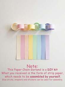 100pcs 27ft Rainbow Paper Chain Set,DIY Party Decoration, Double-Sided Rainbow Color Paper Chain, Suitable For Classroom Decoration,Birthday Party Rainbow Paper Chain Decoration - Multicolor - View 7