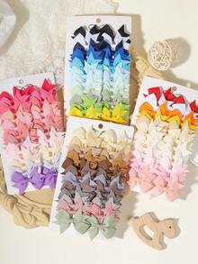 24pcs Full Color Ribbed Bow Hair Clips, Minimalist Gentle Non-Damaging Hair Accessories, Daily Atmospheric Headwear - Mixed color - View 7