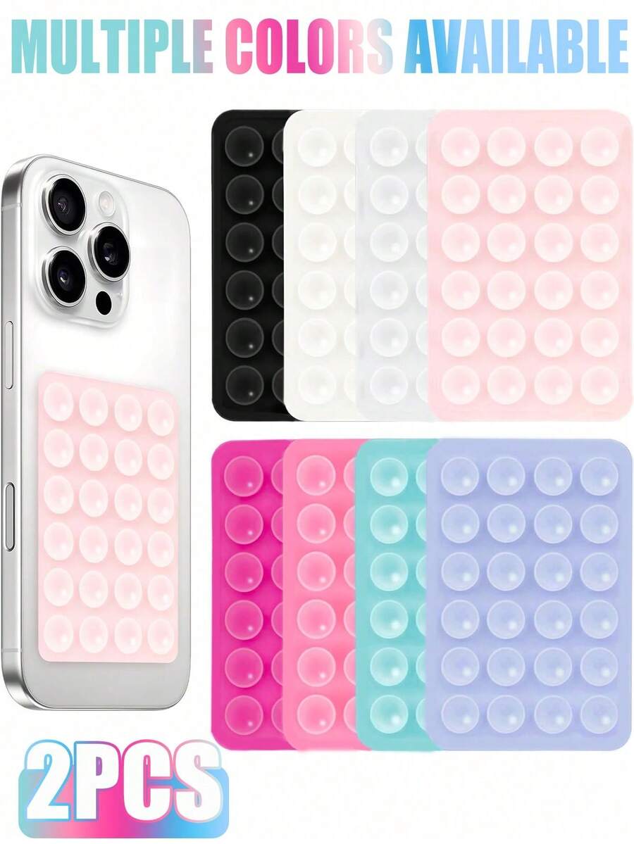 Silicone Suction Cup Holder 2pcs Silicone Suction Cup Phone Holder Non-Slip Suction Cup Hands-Free Phone Accessory Stand Suitable For Selfie And Video Silicone Adhesive Stand Fits For Smartphones Spring Easter Gift - Multicolor - View 1
