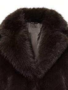 DEEKA 秋冬新款女式歐美風時尚仿毛皮效果夾克 - 棕色 - 查看 4