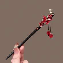 5pcs Shiny Bohemian Wooden Chinese Style Hair Sticks, Vintage High-End Sandalwood Hair Pins With Tassels And Dangles, Hanfu Wooden Hair Accessories, Suitable For All Seasons - Multicolor - View 5