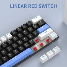 MageGee Star61 Mini 60% RGB Gaming Mechanical Keyboard 61 Keys Wired USB-C Multi-Device Gaming Keyboard Customizable Keycaps Suitable For Laptop PC Computer Gamers [White Black & Blue: Red Switch] - White Black Blue (Red Switch) - View 3