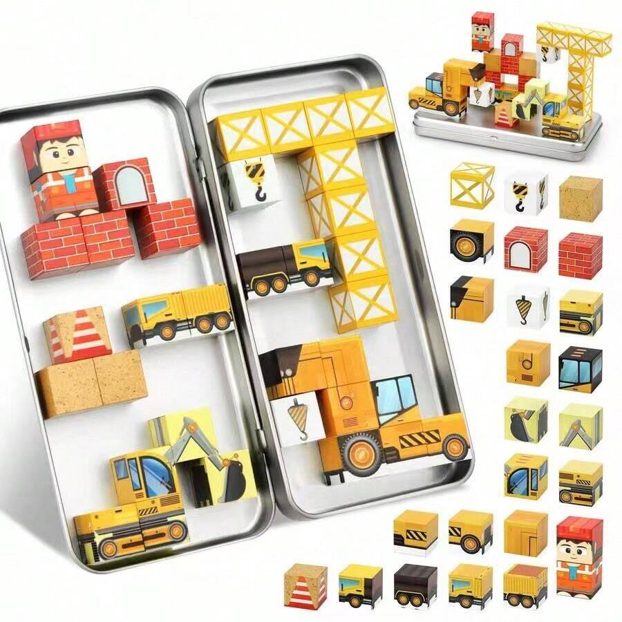 STEM Magnetic Sensory Building Blocks Set, Portable Travel Toy, Creative Sensory Intelligence Development, Educational Gift For Children 3+ - Multicolor - View 1
