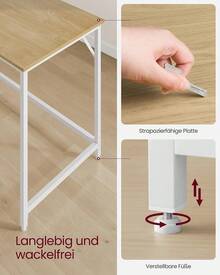 2026 neu: Schreibtisch 120 x 60 x 76 Eiche und Perlweiß |   Für Arbeitszimmer, Schlafzimmer, Wohnzimmer, Natur-Eiche und Perlweiß - Eiche Natur + Perlweiß - Übersicht 4