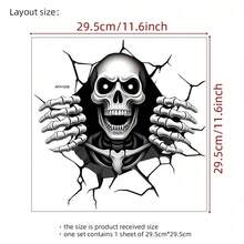 Stiker Mobil Tengkorak Horor Flat Sticke2D - Stiker Dinding Dua Sisi dengan Celah Intip, Desain Perekat Mandiri PVC Berkualitas Tinggi, Cocok untuk Dekorasi Tepi Berbentuk Tidak Beraturan pada Kendaraan, Laptop, dan Dinding - MultiWarna - View 9
