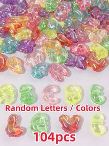 104pcs Rainbow UV Coated Acrylic Beads, Mixed Random Letter Beads, DIY Craft Beads, Suitable For Bracelets, Necklaces, Earrings, Keychains, Phone Chains, Bag Decorations - Multicolor - View 25