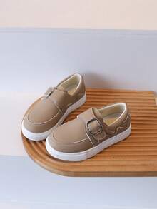 1 Pair Kids' Retro Loafer Sneakers, Colorblock Casual Shoes For Boys And Girls, Spring/Autumn New Style Non-Slip Slip-On Shoes - Brown - View 2