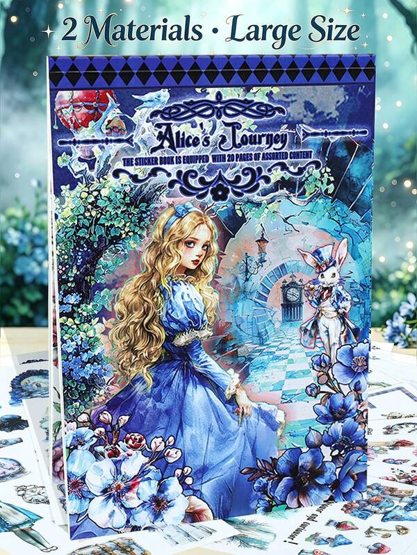 DanSoul 20 Large Size Fantasy Wonderland Theme Adult Sticker Book, Pre-Cut Waterproof Dual Material Matte PET Planner Supplies, Aesthetic Stickers, Suitable For Scrapbooking, Planner, DIY Crafts, Gifts, Back To School