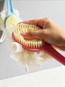 1pc Extra Long Handle Exfoliating Shower Brush, Suitable For Back Massage, Shower Exfoliating Brush, Soft Bristle Brush Head, Non-Slip Handle, Especially Suitable For Hard-To-Reach Areas, Home Essential, Bathroom Decor - Multiple Specifications - View 7