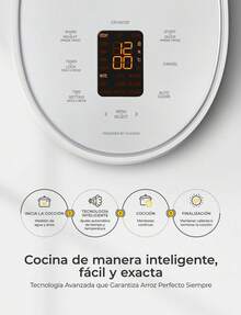 Olla Arrocera Inteligente 6 Tazas Crudas / 12 Cocidas, Temporizador, Función Mantener Caliente, Vaporizador de Alimentos, Recipiente Antiadherente, Blanca (CR-0675FW) - Ver 4