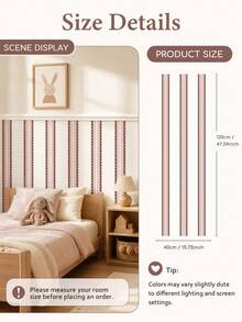 SUPSTICKER Retro Boho Scalloped Stripe Wallpaper, Removable Matte Finish, 40x120cm/40x300cm, For Bedroom, Living Room & Entryway - 1PC - View 21
