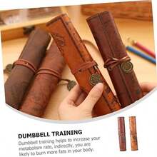 Vintage PU Leather Pencil Case Set, Large Capacity Sketching Pencil Bag, Art Supplies Makeup Bag, Roll-Up Design For Students And Travelers - Multicolor - View 4