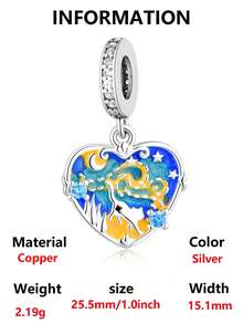 1pc Cute Cat Dog Pet Charm, Starry Sky Design Large Hole Bead ...