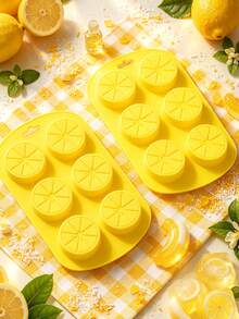 6-Cavity Lemon Slice Silicone Mold, Heat Resistant, Easy Release, 3D Fresh Fruit Shape Chocolate Ice Cube Mold For Home Baking, Suitable For Chocolate Making, Beverage Ice Cubes, Cake Decoration, Home Party Baking, Handmade DIY - Multicolor - View 4