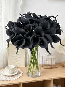 6/12pcs Realistic Black Calla Lily Artificial Flowers, Suitable For Home Decor, Outdoor Garden Decoration, Wreaths, Wedding Arrangement, Tabletop Decoration, Autumn Decor, Teacher Gifts, Halloween - Black - View 7