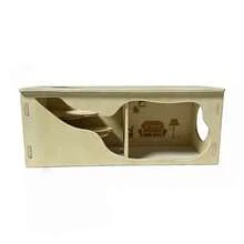 Wooden Golden Hamster Detachable Observation Hiding Peeking Exploration Landscape Decor Hamster Cage Tunnel Toy House - L - View 3