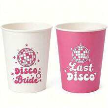 10/20/40Pcs Last Disco Party Cups Disco Ball Print Disposable Paper Cups For Bachelorette Bridal Shower Retro Disco Party Tableware Supplies - Disco - View 5