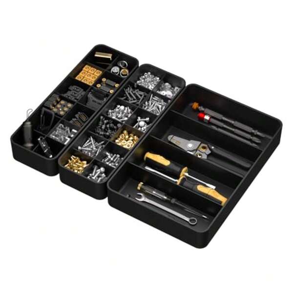 Storage Drawer Desk Tray Organizer: Plastic Small Tool Office Supply Holder With Compartments, Toolbox Drawers Organization For Multi-Purpose Desktop Accessory