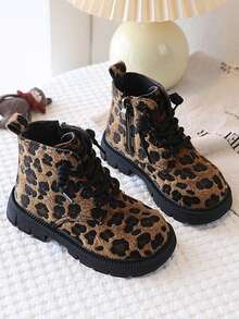 2026 Spring New Leopard Print Ankle Boots With Side Zipper, Suitable For Autumn/Winter Outdoor Sports Outfits - Brown - View 4
