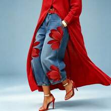 Women Jeans - Red - View 8