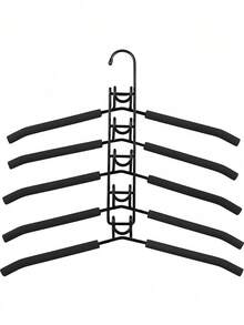 5-In-1 Metal Heavy Duty Clothes Hanger With Non-Slip Foam Pad, Wardrobe Storage Rack, Vertical Storage Rack, Suitable For Suits, T-Shirts, Coats Anti-Wrinkle, Home Unisex, Travel Essential, Room Decor Wardrobe Storage Accessory - Multicolor - View 12