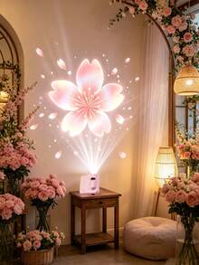 1pc Mini Plastic Projection Lamp, Cherry Blossom Projection Light, 1 Set LED Projection Lamp, Cherry Blossom LED Projection Light, Battery Operated, Suitable For Wall/Ceiling Decoration, Bedside Night Light, Birthday Gift, Party, Gathering, Room Decor, Night Light - Multicolor - View 8