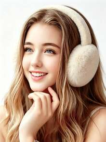 1pc Cute Plush Earmuffs For Women, Winter Warm Faux Rabbit Fur Ear Covers, Korean Style Solid Color Versatile Ear Protectors, Girly Vibe Cold-Proof Ear Warmers, Outdoor Cycling Windproof Anti-Freeze Essential, Soft Skin-Friendly Thickened Plush, Student Daily Autumn/Winter Outfit Ear Protection - Ear Warmers - View 2