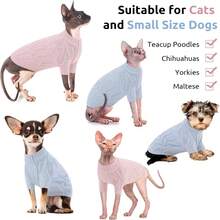 Cat Sweater, Soft And Warm, Suitable For Puppies, Kittens And Small Dogs; Thick Knit Style, Specially Designed For Sphynx Hairless Cats, Teacup Poodles And Extra Small Dogs. - Blue - View 6