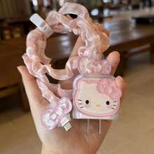 SANRIO 1組分層陰影KT蘋果數據線保護套－髮圈繩4件組[不含繃帶，圖片僅供展示] - 彩色 - 查看 4