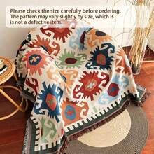 Multifunctional Bohemian Geometric Camping Blanket, Portable Waterproof Outdoor Picnic Mat, Reversible Tassel Throw, Suitable For Tents, Grass, Beach, Table Cover, Unique Design Travel Camping Accessory - Multicolor - View 2