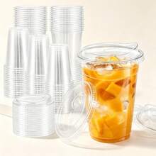 16oz/14oz Set Transparent Cups With Lids, Sturdy Straight Lid Iced Drink Cups, Smoothie Cups, Suitable For Cold Drinks, Juices And Milkshakes - Halloween/Christmas/Birthday Party Essentials - Transparent - View 11