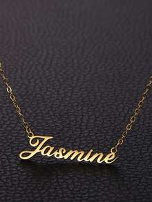 Customized Name Necklace, Stainless Steel Nameplate Necklace, 18K Gold Plated, Silver, Gold, Fashionable Casual Minimalist Unisex Colorful Ideal Gift For Her, Ideal Gift For Lovers, Mothers, Family, Friends, Daughters, Grandparents, Anniversary, Birthday, Daily Wear, Party, Mother's Day, Valentine's Day, Graduation, Wedding, Street Casual Fashion, Halloween, Christmas Gift - Multicolor - View 8