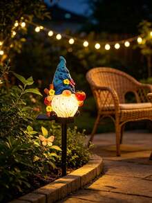 1pc Resin Gnome Solar Garden Stake Light, Fairy Statue Landscape Light, Waterproof Outdoor Decorative Light, Suitable For Lawn, Patio, Yard, Pool, Garage, Christmas Holiday Atmosphere Decoration - Multicolor - View 5