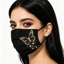 20 قطعة أقنعة وجه ذهبية على شكل فراشة قابلة للتخلص منها ب- 4 طبقات، تصميم محدد يتناسب مع شكل الوجه، حلقات أذن مطاطية سميكة ومشبك أنف، أقنعة وجه للنساء، أقنعة حماية من الشمس في الأماكن المفتوحة، مناسبة للسفر والأنشطة الخارجية والارتداء اليومي والاستخدام في المكتب - A - مشاهدة 6