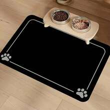 1-Pack Pet Feeding Mat, Strong Water Absorption, Suitable For Cats And Dogs, Quick-Drying And Non-Slip, Easy To Clean, Can Also Be Used For Placing Cat And Dog Water Dispensers, Pet Supplies, Cat And Dog Water Bowl Mat - Black - View 2