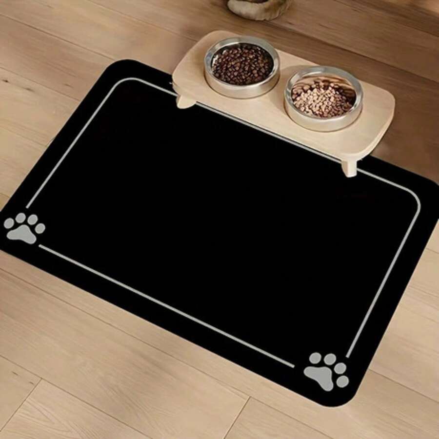 1-Pack Pet Feeding Mat, Strong Water Absorption, Suitable For Cats And Dogs, Quick-Drying And Non-Slip, Easy To Clean, Can Also Be Used For Placing Cat And Dog Water Dispensers, Pet Supplies, Cat And Dog Water Bowl Mat