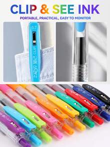 ZhiJi 6/8/10pcs Colorful Neutral Pens - Retractable, Fine Tip (0.7mm), Multiple Vibrant Colors, Gel Pen Set, Eyeliner Pen, Needle Pen, Ballpoint Pen, Perfect For Vibrant Color Writing And Sketching, Smooth Writing, Used For Drawing, Highlighting, Note-Taking, Making Manuals, Office Use - Multicolor - View 6