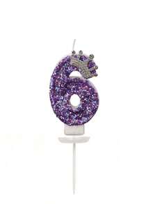 1 Set Purple Sparkling Crown Shaped Numeral Birthday Candles With Exquisite Decorative Elements, Suitable For Decorating Birthday Parties And Family Gatherings - Multicolor - View 9