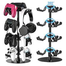 3-Tier Aluminum Alloy Controller Holder Stand, Rotatable Gamepad And Headset Hanger With Anti-Slip Base, Gaming Desk Organizer For P5/P4, XSX/XSS, Switch 2 And PC Controllers - View 11