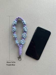 1pc Handmade Woven Daisy Flower Crossbody Handbag With Phone Chain Lanyard Cotton Rope Keychain - Multicolor - View 14